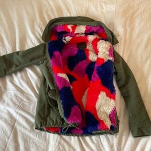 Olive/faux fur jacket